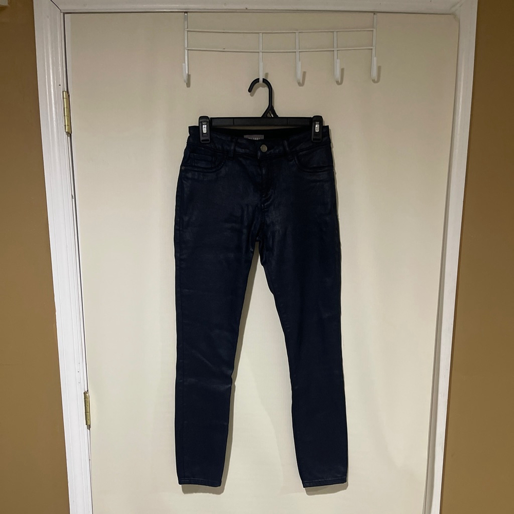 DL1961 Florence Ankle Skinny Jeans Navy Coated Size 26
